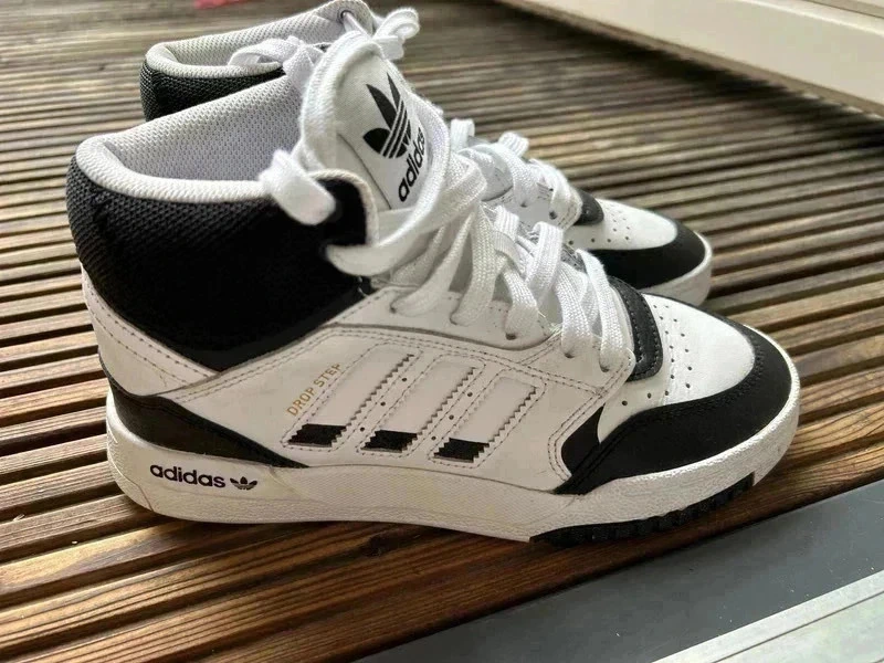 Adidas Drop step,retro Black White Mid trainer, UK 4 Like new 80s Basketball vibes,Old School - Image 2