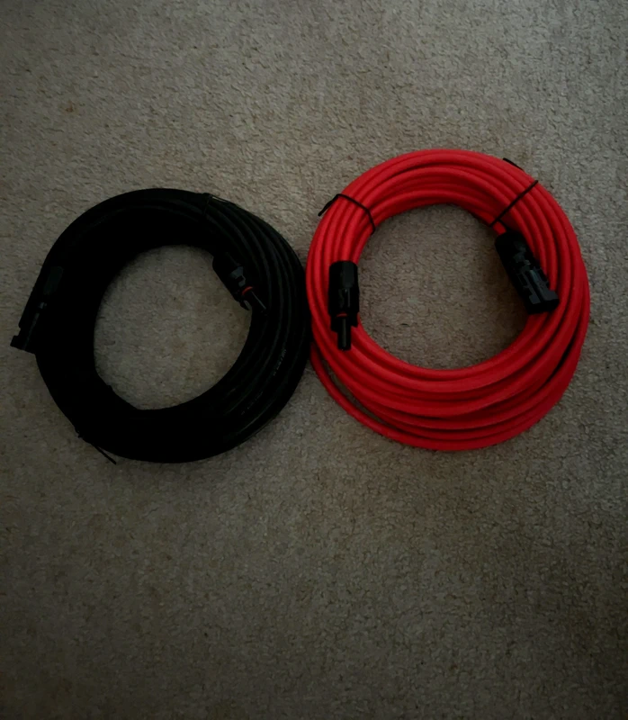 40m (2x20m) Solar Panel PV Cable DC Rated 4mm² with Male Female connectors
